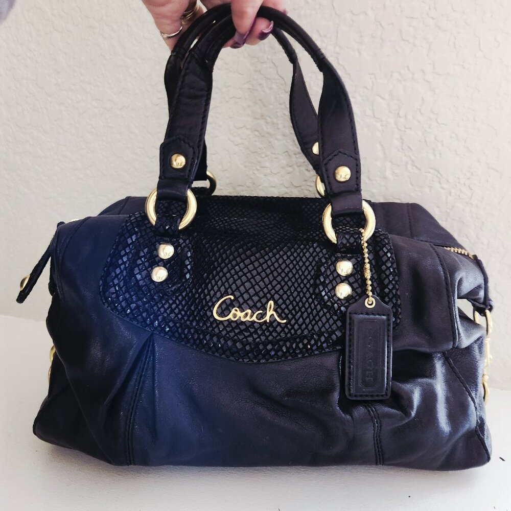 Euc Coach Ashley Black Leather 2/Way Shoulder Bag Purse